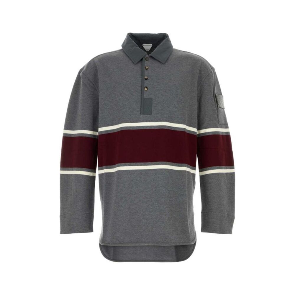 Bottega Veneta Men Grey Cotton Polo Shirt